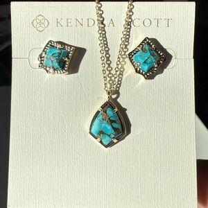 Kendra Scott Gold and bronze vein Turquoise Jewelry Set